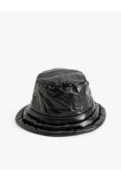 Koton Faux Leather Bucket Hat Soft Filled Inside