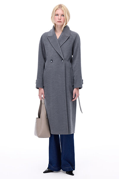 Perspective Mona Regular Fit Midi Length Fitted Sleeve Men's Collar Devetuyu Coat