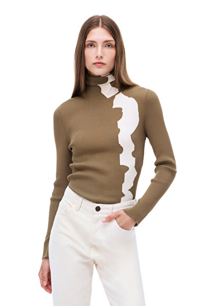 Perspective Knitwear Slim Fit Standard Length Fake Sleeve Turtleneck Sweater