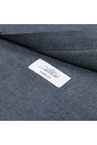 Germirli Blue Gray Herringbone Pattern Albini Cotton Lyocell Tailor Fit Flannel Shirt