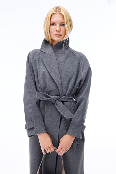 Perspective Mona Regular Fit Midi Length Fitted Sleeve Men's Collar Devetuyu Coat