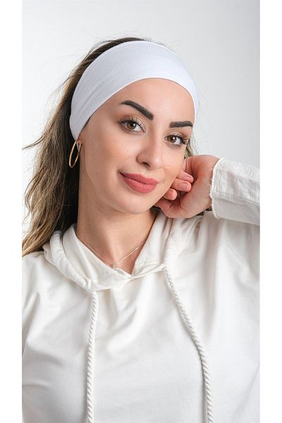 HÜRREM BONE White Practical Ready Interlocking Hijab Bonnet Viscose Fabric Plain 3007_42