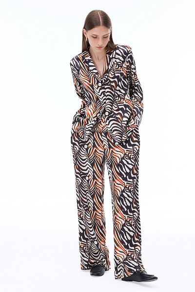 Perspective Suadade Comfortable Fit Zebra Pattern Long Length Multicolor Trousers