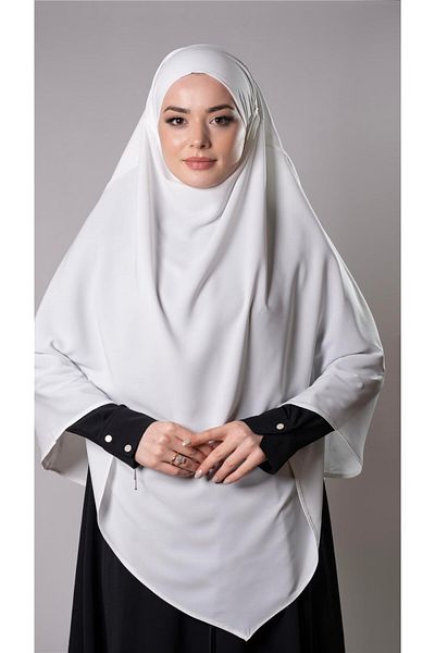 HÜRREM BONE Κρέμα Πρακτικό έτοιμο κουμπωτό μαντήλι Hijab Medina Silk Laced Διπλό Σουφλέ Hijab 2302_40