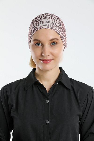 HÜRREM BONE Βιζόν Πρακτικό έτοιμο κουμπωτό Hijab Bonnet Sandy Fabric Geometric 2117_10