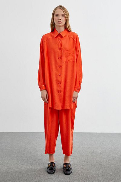 Zühre Orange Double Combination Set - Pocket Detailed and Buttoned Tk-1294