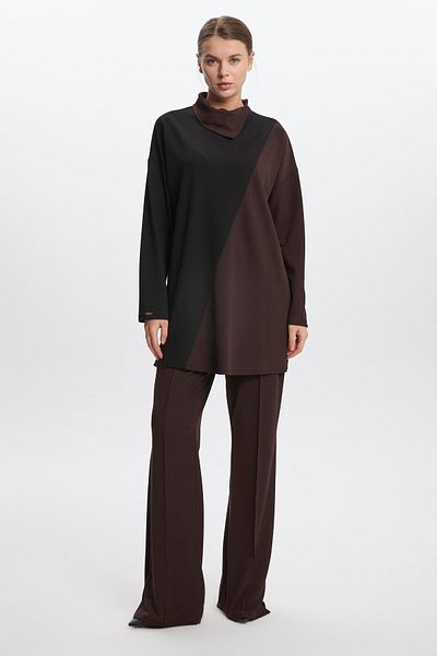 Zühre Colorful Shawl Collar Block Coffee Set - Tk-1358