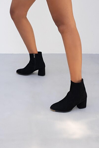 Beyond Γυναικείες Μαύρες Μπότες Vicky με τακούνι Suede 7cm BYNDRSL2406