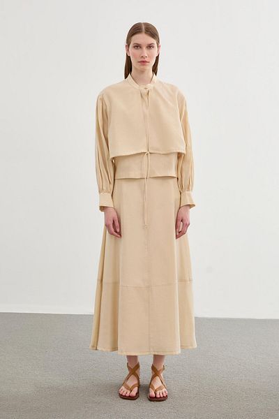 Zühre Judge Collar Beige Double Suit Tk-1279