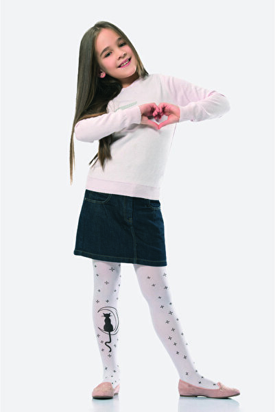 NBB Pantyhose White Floral Patterned Children's Socks