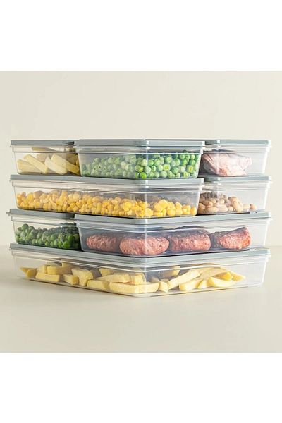 SAVLAR 9-Piece Fridge Organizer Freezer and Microwave Storage Container Fresh Box 1X 2400-4X1170-4X600 ml