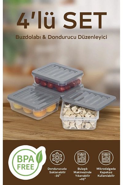 SAVLAR 4-Piece 600 ml Refrigerator Organizer Storage Container