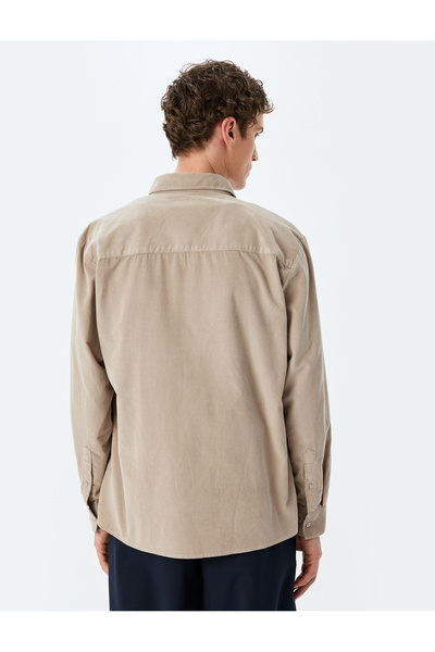 Koton Pamuklu Regular Fit Fitilli Kadife Uzun Kollu Gömlek