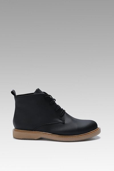 Beyond Women's Black Hupu Lace-Up Leather Boots 2cm Byndhpb01
