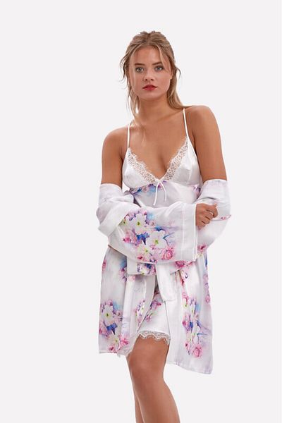 NBB Set cămașă de noapte din satin liliac