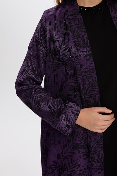 Zühre Purple Combination Set with Patterned Accessory Detail Tk-1331