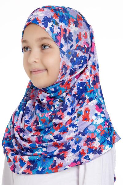 HÜRREM BONE Indigo Practical Ready-made Νεανικό Hijab Bonnet Jacquard με μοτίβο πλισέ αυτο-κορδέλα 2407_24