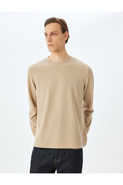 Koton Basic Crew Neck Sweatshirt with Cotton Blend