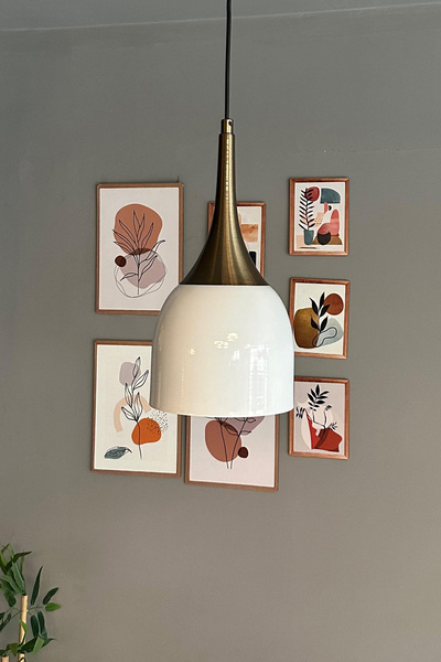 Bamyum Deep Beyaz Eskitme Külah Başlık Tekli Avize Sarkıt Salon Mutfak Butik ...