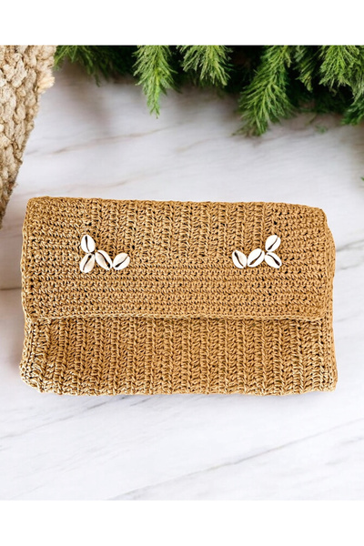 SİSTORİZE Your Luxury Hasır El Yapımı Astarlı Clutch Çanta, Hasır Kağıt İp Ör...
