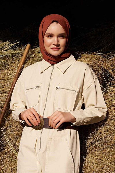 Madame Polo Βαμβακερό σάλι Comfort - Tan