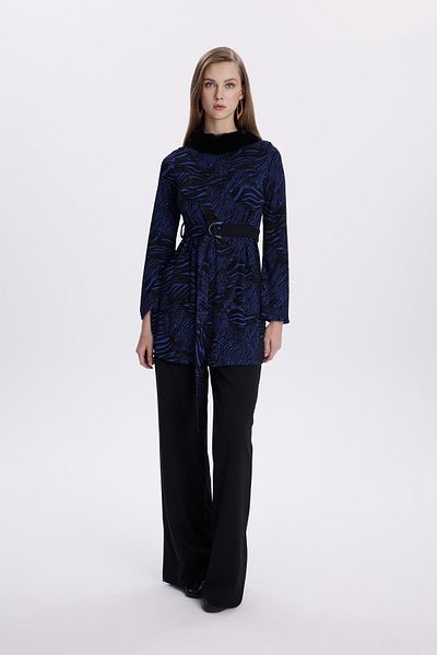 Zühre Leopard Patterned Fur Detailed Saks Double Suit Tk-1379