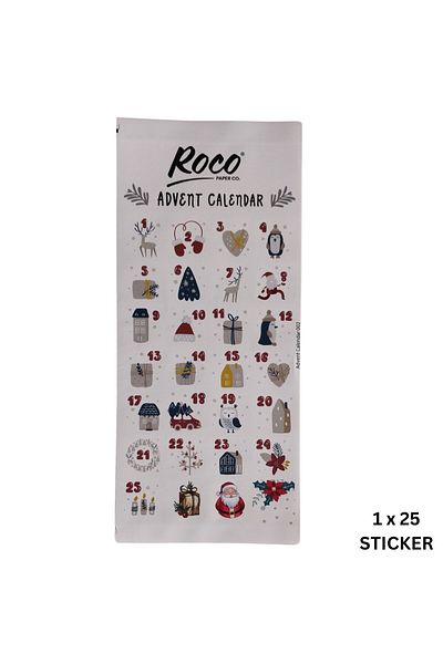 roco paper New Year Advent Calendar Sticker Set - 25 Stickers, Christmas Gift Decoration Labels
