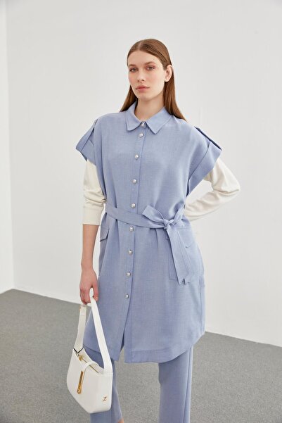 Zühre Yelek Pantolon Mavi Kombin Takım TK-1228