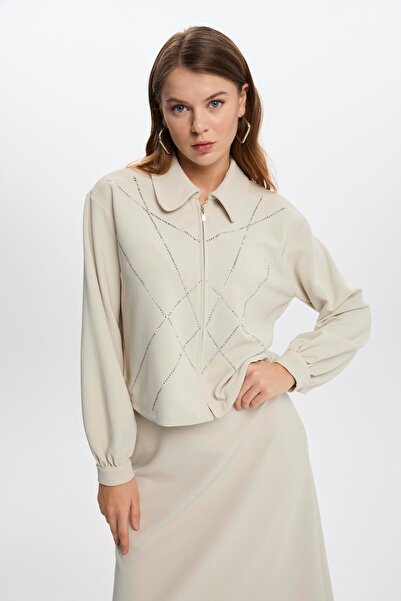 Zühre Πουκάμισο γιακά με φερμουάρ Stone Διπλό Σετ TK-1378