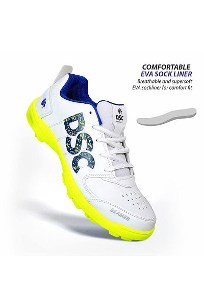 DSC Beamer Cricket Shoes | Fluro Yellow/white | Lightweight | For Boys & Men | Size 8 Uk, 9 Us