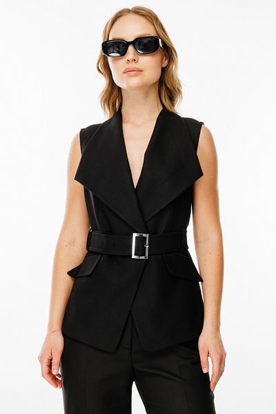 Ekol Double Breasted Vest with Waist Belt