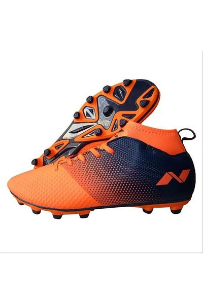 Nivia Ashtang Football Studs | Black/orange | 7 Uk/8 Us/41 Eu | Synthetic Leather | Waterproof