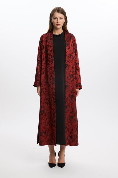 Zühre Patterned Accessory Detailed Claret Red Combination Suit Tk-1331