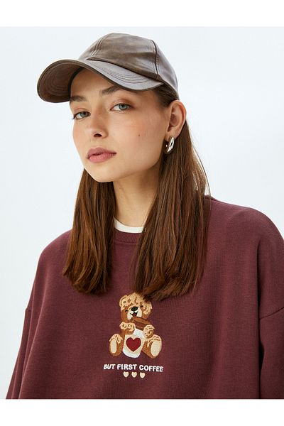 Koton Hanorac oversize cu slogan brodat cu urs