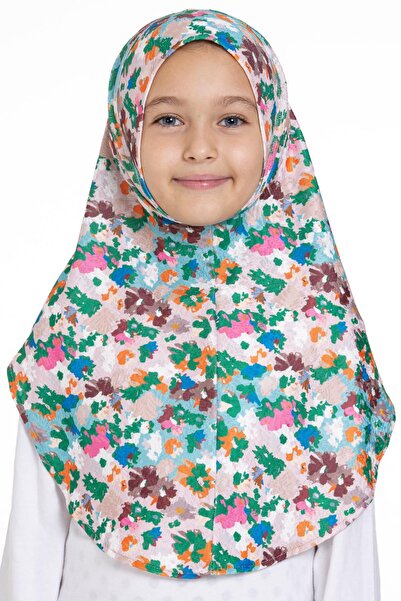 HÜRREM BONE Практична зелена хустка-боне - з жакардовим візерунком, з застібк...