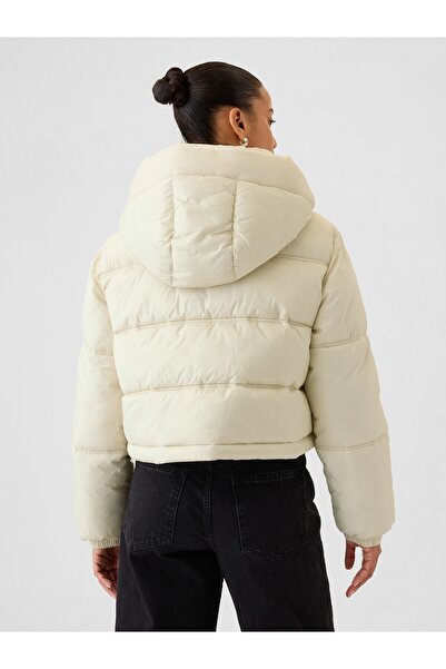 GAP Kadın Kırık Beyaz PrimaLoft® P.U.R.E.™ Gap Logo Heavyweight Puffer Şişme Mont