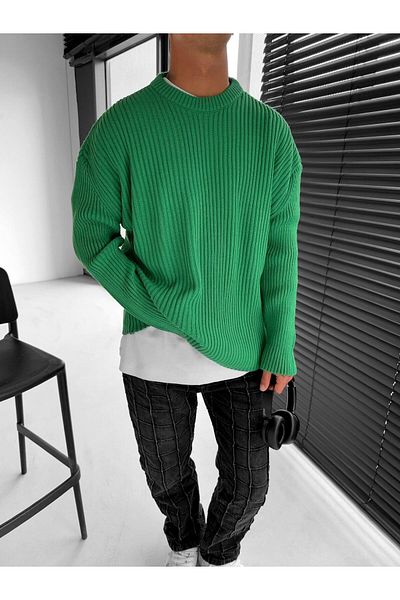 ablukaonline Pulover pentru bărbați oversize verde
