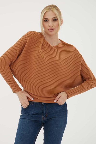 Fashion Friends Μπλούζα με μανίκια νυχτερίδας καφέ