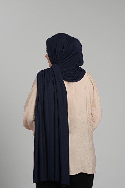 HÜRREM BONE Μπλε σχολικό σάλι πρακτικής χρήσης, βισκόζης με σφουγγάρι στο μπροστινό μέρος, χτενισμένο βαμβακερό σάλι 2202_02