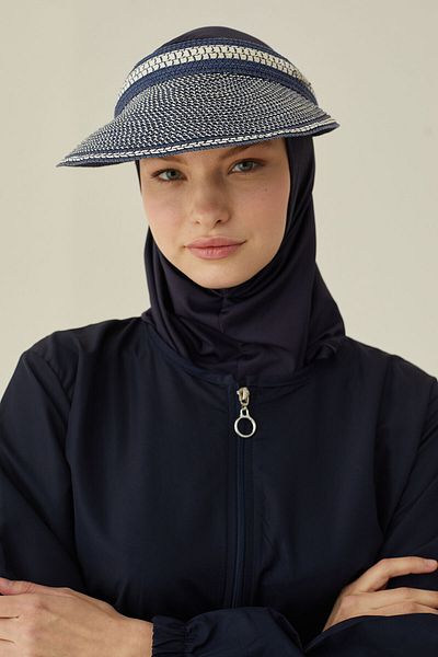 NBB Navy Blue Hijab Swimsuit - Plain Pattern