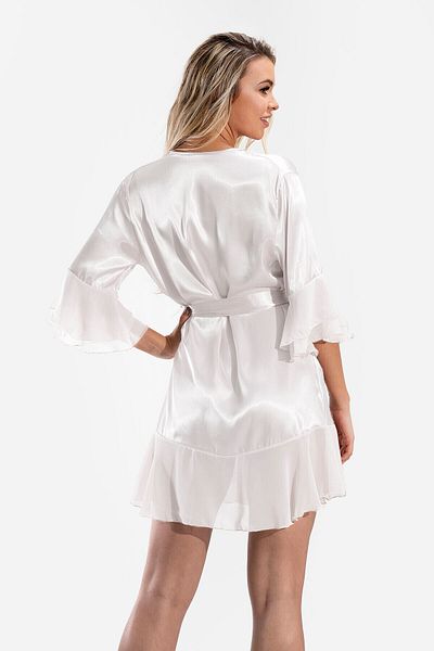 LOYA Ecru Flexifit Satin Single Dressing Gown