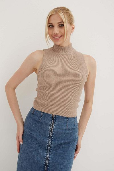 Fashion Friends Μπλούζα Half Fisherman Knitwear Μπεζ