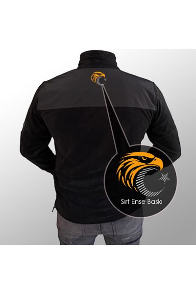 Crea Eymer Wear Φούτερ φλις με γαρνιρισμένο μαλακό κέλυφος με πλήρες φερμουάρ με σχέδιο Turkish Eagles