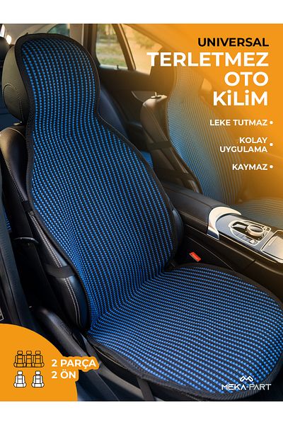 TREND Meka Part Car Seat Protective Cover Blue Striped Anti-Sweat Universal 2 Pieces