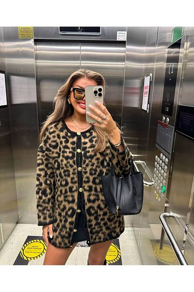 Pulli Collection Ζακέτα Leopard με υφή κασμίρ