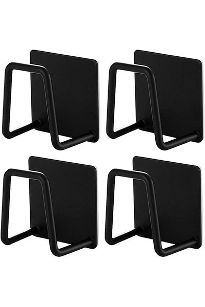 Sea Home 4 Pieces Black Steel Dish Sponge Holder Dish Sponge Holder 3m Hanger Adhesive M-Sng1