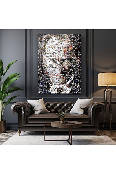 PoyKilArt Cam Tablo - Mustafa Kemal Atatürk Puzzle - Duvar dekorasyonu - Ofis dekorasyonu - Duvar tablosu - DK