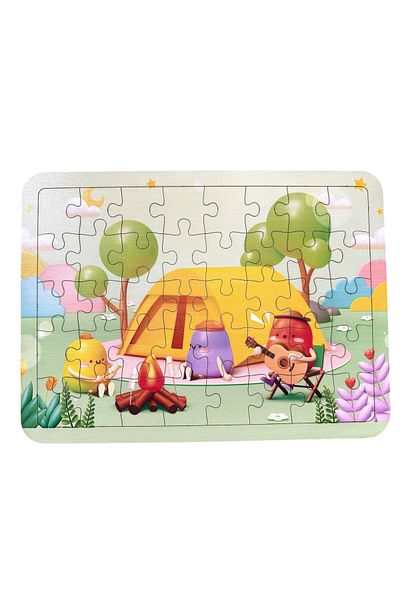 Uçandaire Camping Fun Puzzle 40 Pieces Wooden Puzzle 31X21Cm
