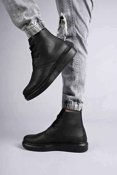Zerenyus Oslo Lace-Up Skin Ανδρικά Αθλητικά Μποτάκια Casual Μαύρα