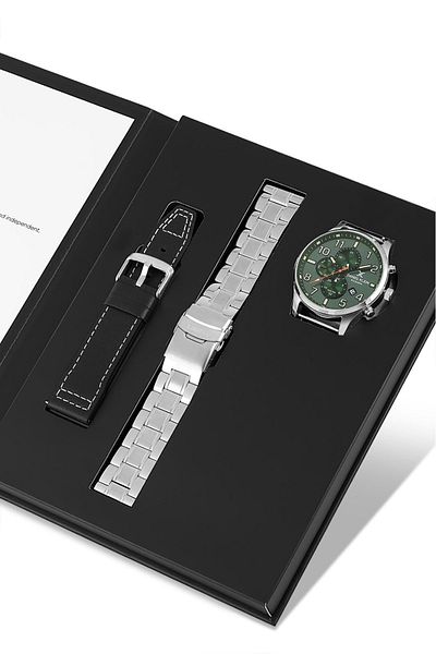 Daniel Klein Steel Band & Leather Band Inner Functions Active 3 Atm Men's Wristwatch Set.10737.Y3